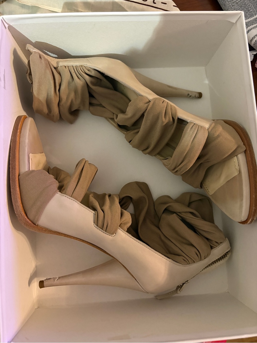 Givenchy Beige Ruched Open-Toe Stiletto Sandals - Women